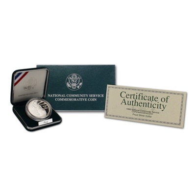 1996 National Community Service Silver Proof USA $1 - Click Image to Close
